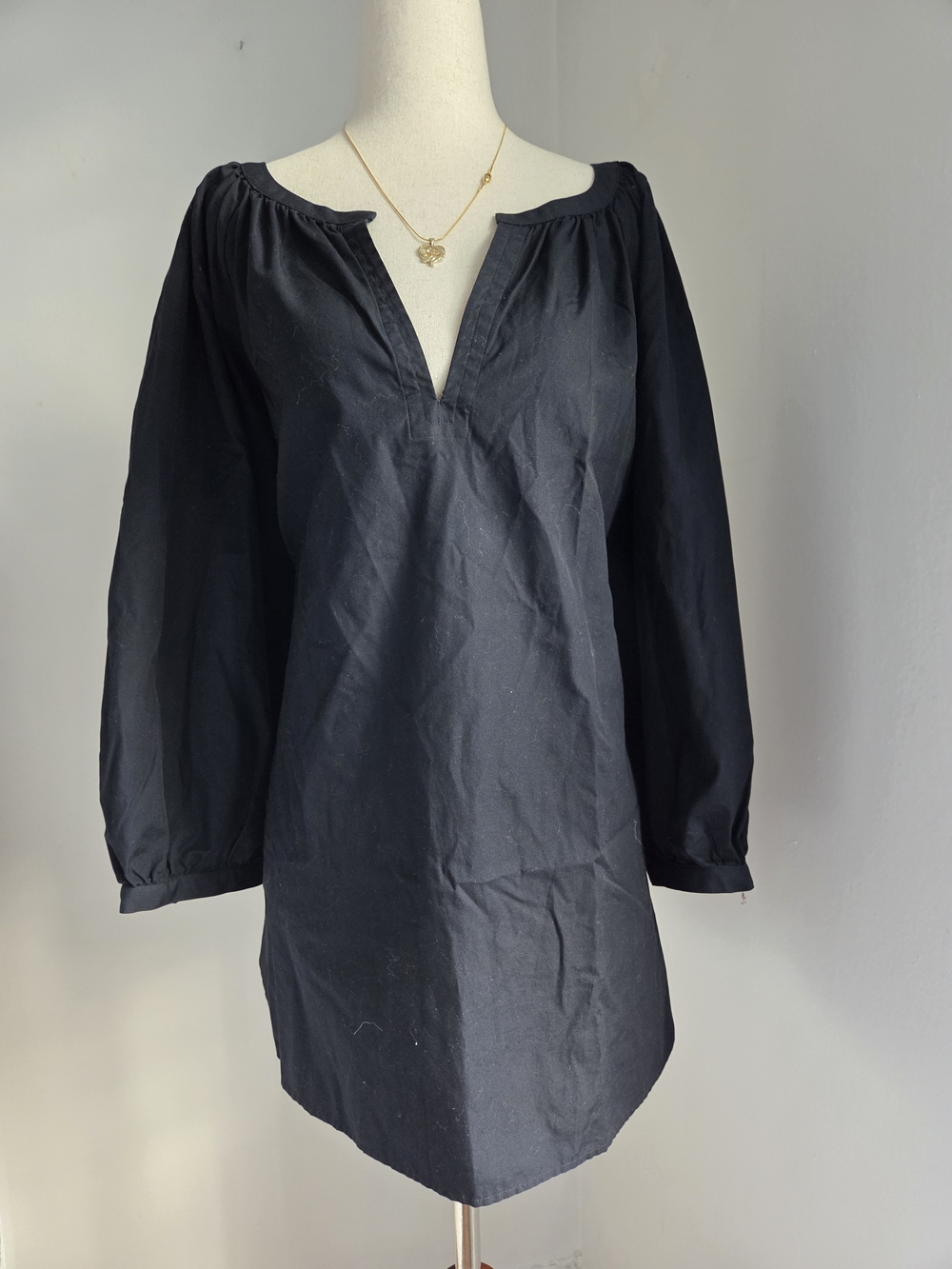 Lauren Ralph Lauren Black V-Neck Peasant Tunic